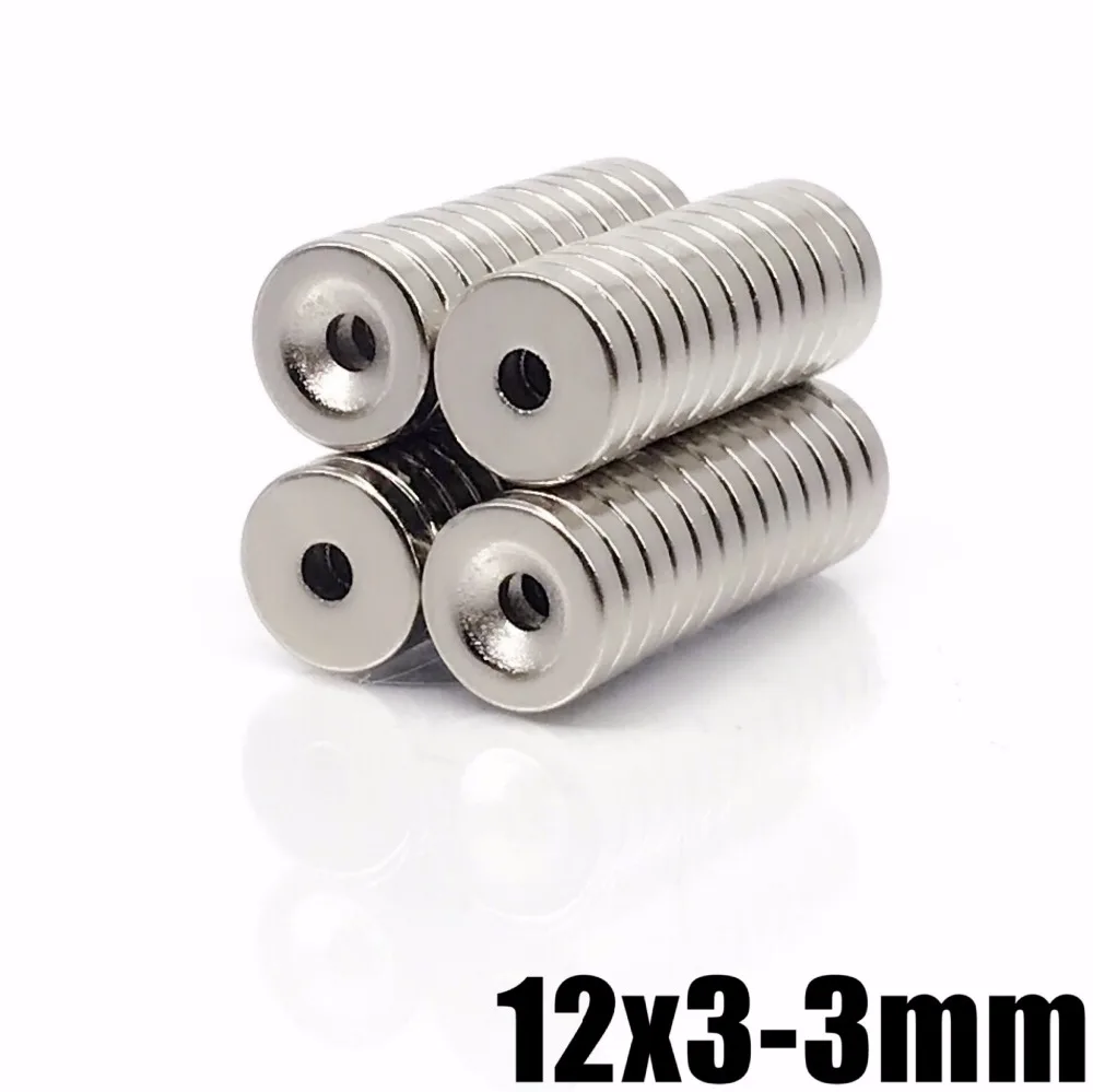 

10/50/100 Pieces 12x3 Hole 3MM Magnetic Piece Wholesale Mini Round Neodymium Magnet with Hole Parts 12x3MM Fixed Magnet