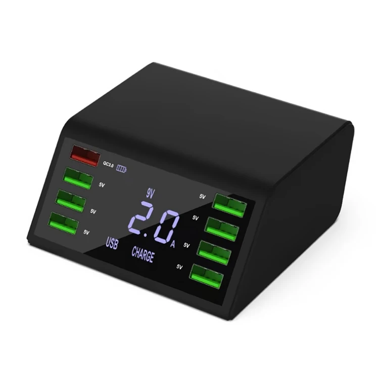 Зарядное устройство с 8 USB портами QC3.0 Беспроводная зарядка быстрая большой ЖК