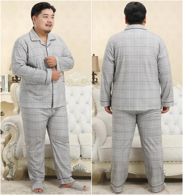 Новая распродажа 140 кг XXXXXL плюс размер хлопок пижамные комплекты мужские пижамы простые пижамы homme Повседневная Ночная одежда для мужчин