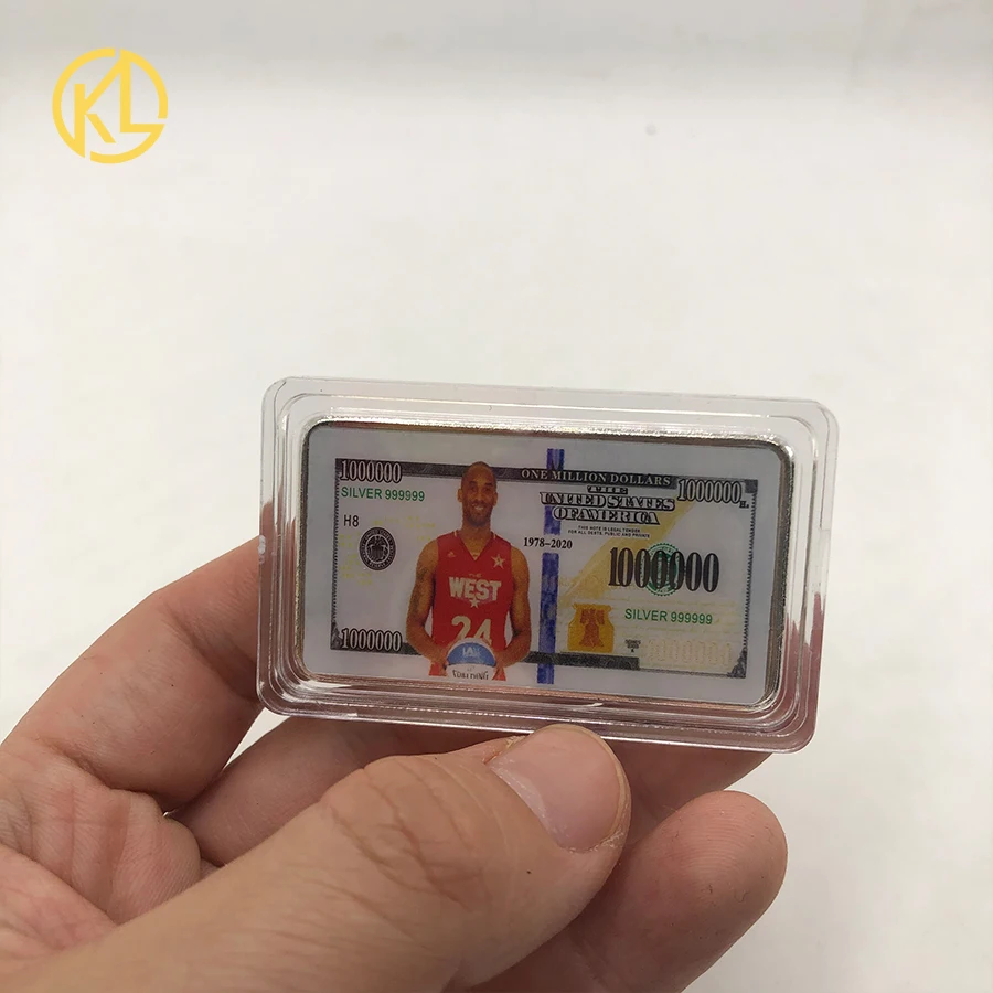 Популярный баскетбольный плеер KL звезда КБ памятные серебряные бары доллар США