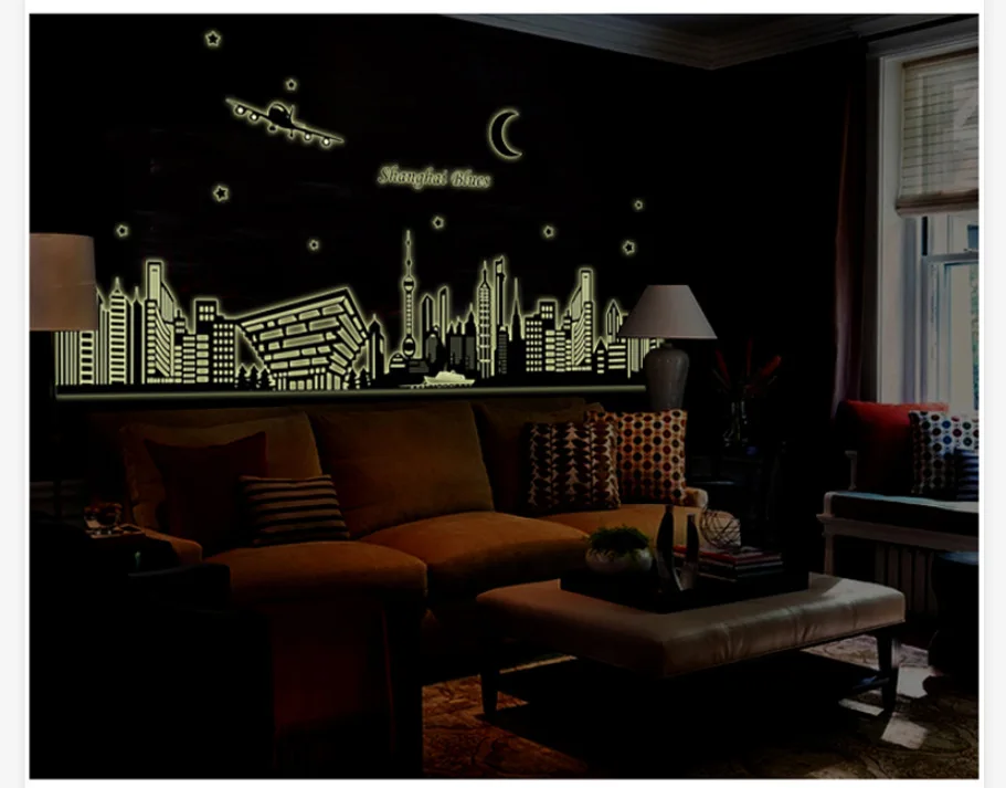 Съемные обои сделай сам Shanghai Night Scene флуоресцентные светящиеся настенные