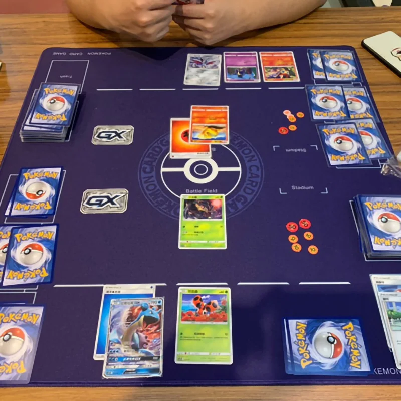 

Pokemon Cards Battle Mat Trading Card Game 60*60Cm Standard Oversized Pokemon Cards Checkerboard Play Mat Toys