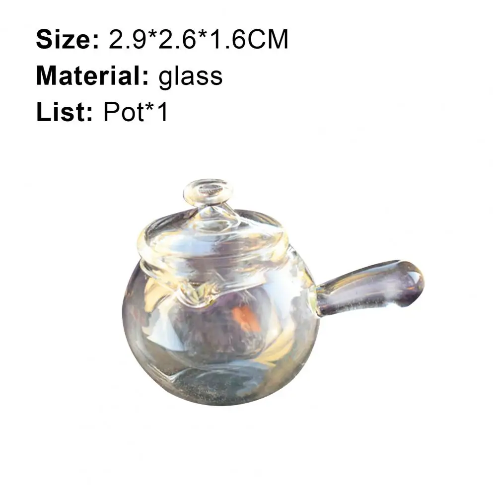 

Hot Sales Pointed Mouth Dollhouse Kettle Scenery Accessory Glass Simulation Mini Cup with Handel for Decor