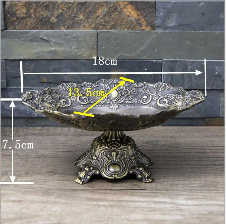 

Europe creative fruit plate candy storage box bronze color small size zinc alloy home desktop dried fruit /snack plate 6716