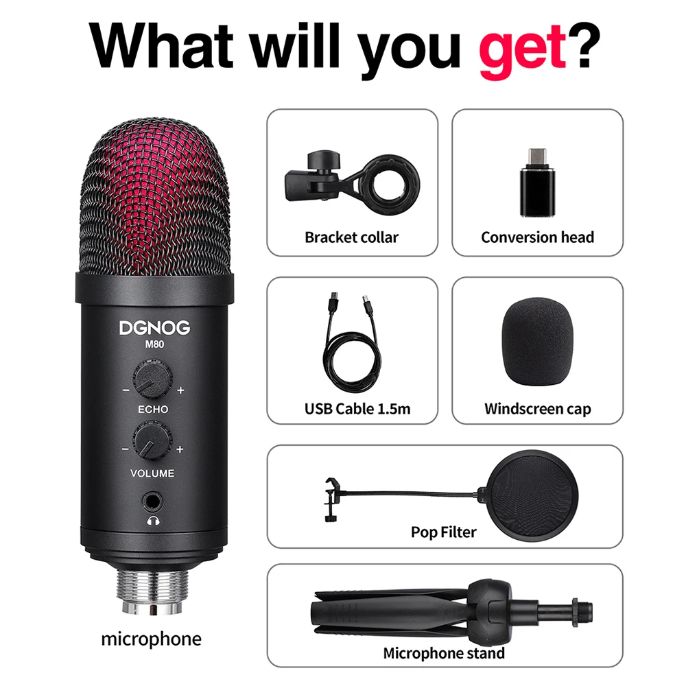 Конденсаторный USB-микрофон для ПК игровой Bluetooth-микрофон телефона с подставкой и