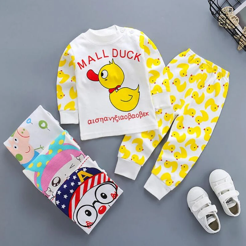 Хлопковая пижама для новорожденных 14 цветов на весну и осень комплект одежды с