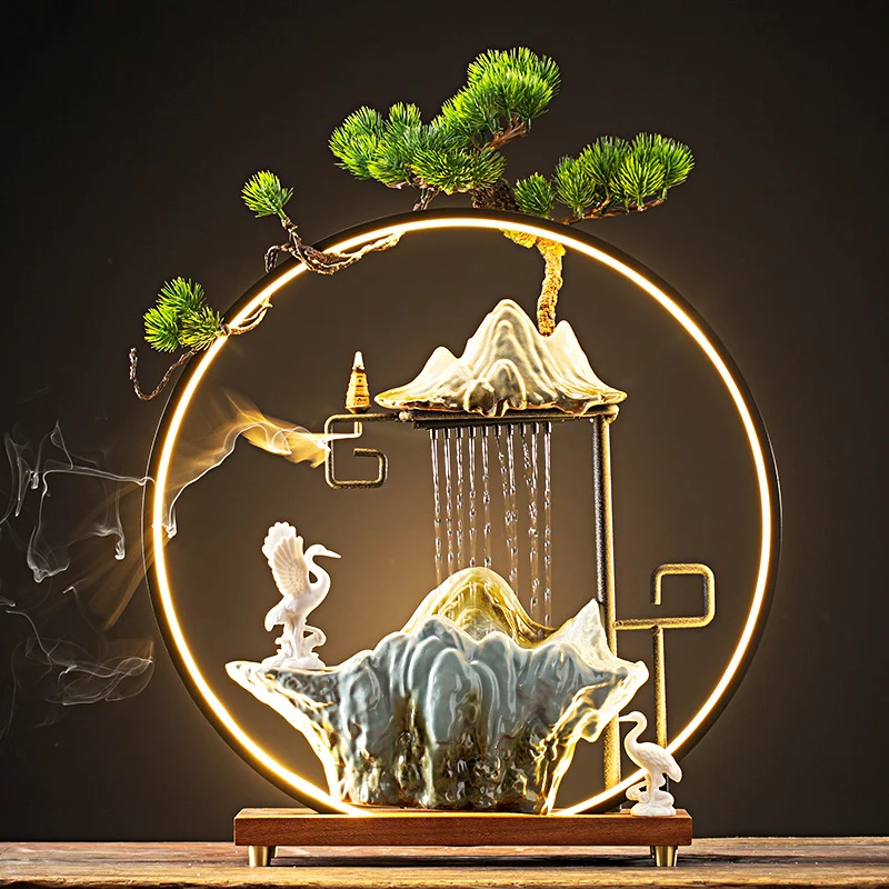 

Кольцо-лампа с украшением в виде текущей воды для гостиной, рокерный фонтан, креативный резервуар для воды, увлажнение ландшафта