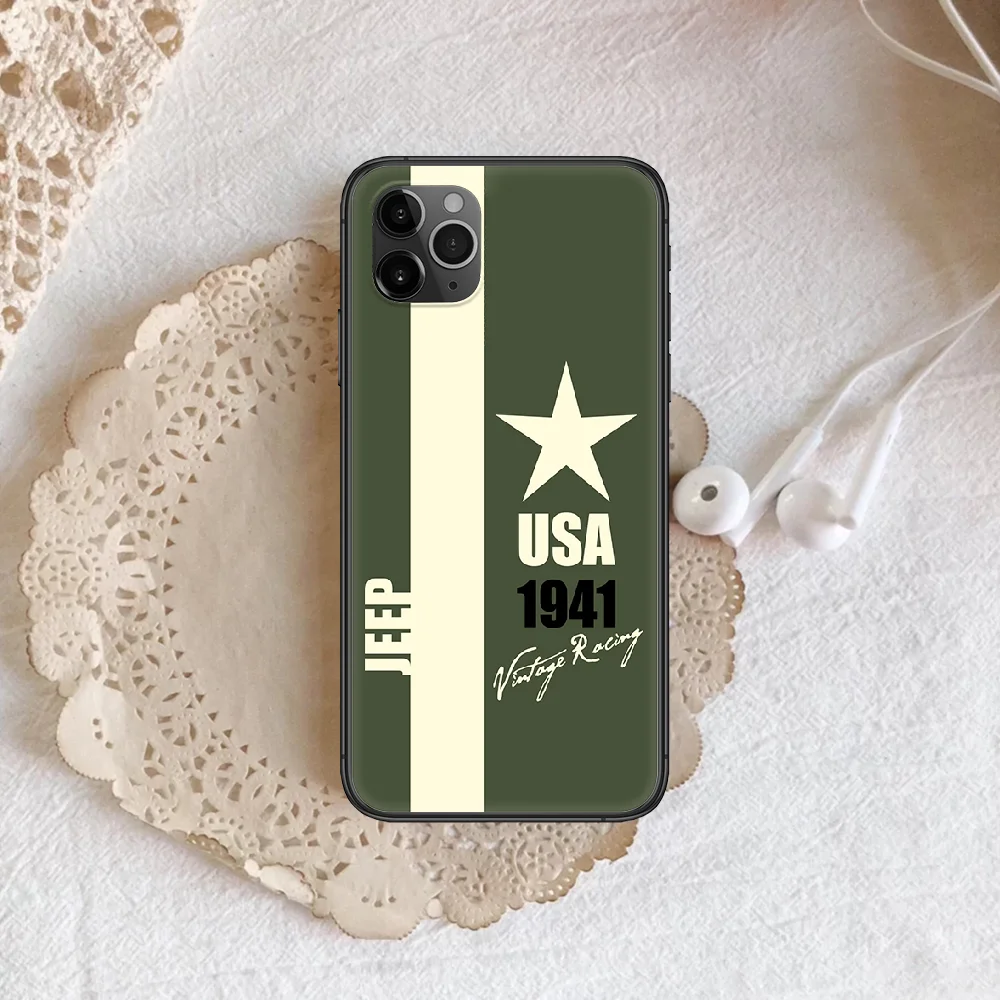 

jeeps car Phone Case Cover Hull For iphone 5 5s se 2020 6 6s 7 8 12 mini plus X XS XR 11 PRO MAX black Back Painting Cell Luxury