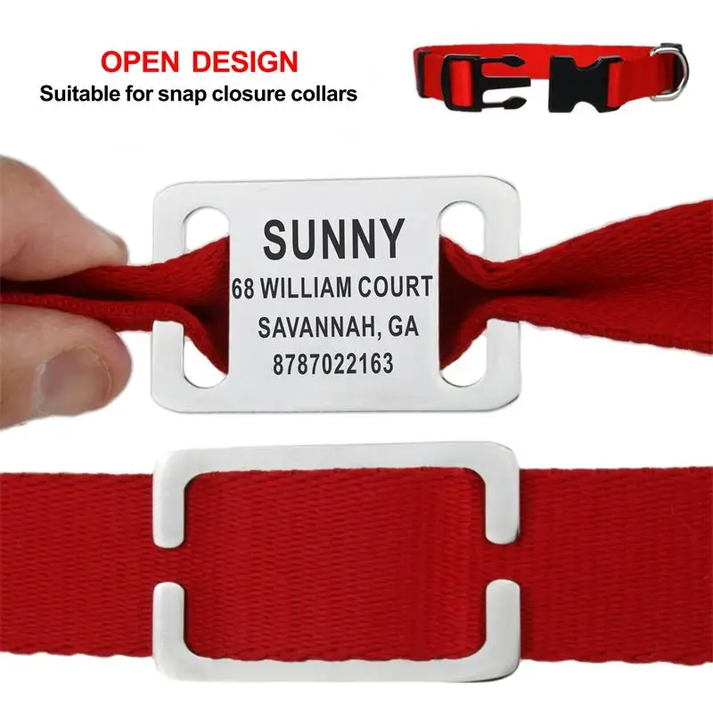 

Personalized Pet ID Tag Slide-on Engraved Stainless Steel Name Tags Collar Accessories Pendant Free Engraving Dog Tags