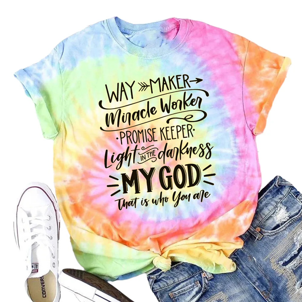 

Women Top MY GOD Letter Print Round Collar Short-sleeved T-shirt Woman Tshirts Graphic Tee 2020 Women Fashion Clothing Plus Size