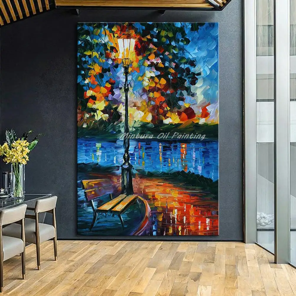 

Handpainted Palette Knife Colorful Landscape Oil Painting Modern Abstract Canvas Poster Wall Art For Living Room Home Decoration