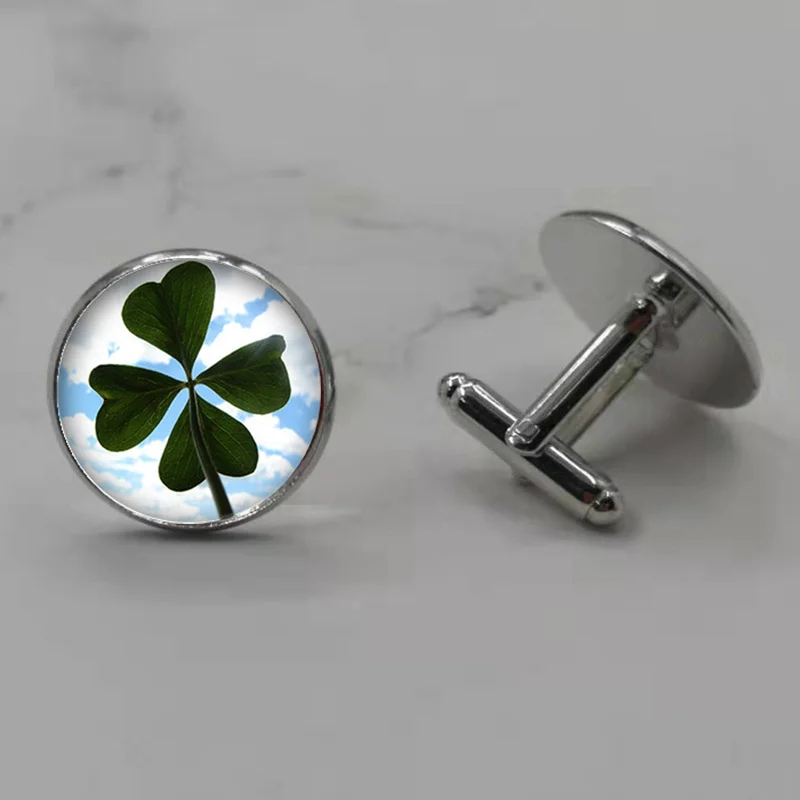 Ирландский Luck жених Свадебные манжеты Клевер ретро запонки рубашка бренд