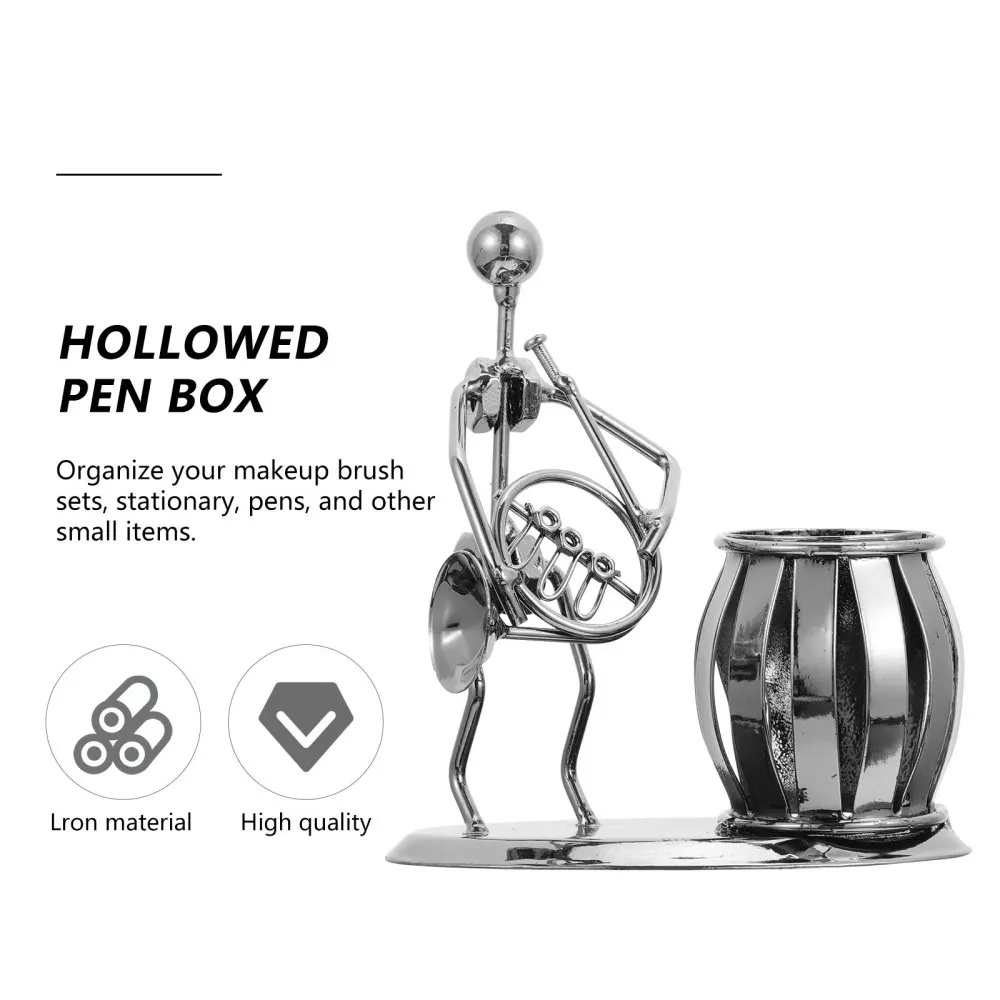 

1Pc Decorative Pen Holder Office Pen Storage Box Brush Pot Ornament (Silver)