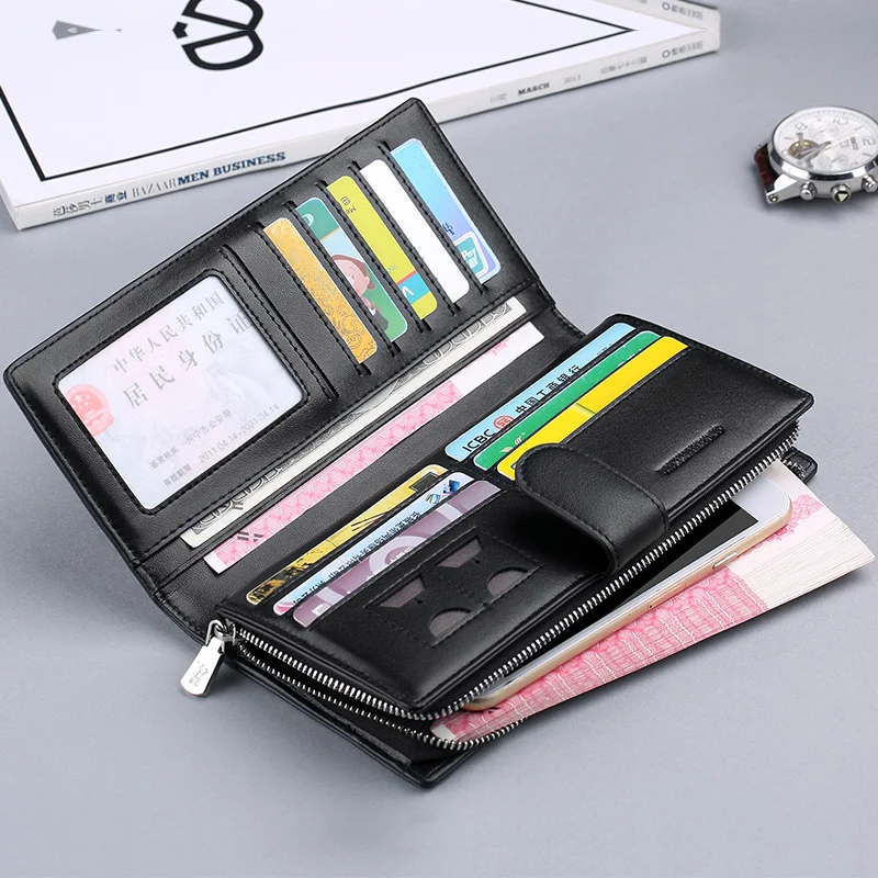 Длинный мужской кошелек из натуральной кожи высокого качества Модный женский с