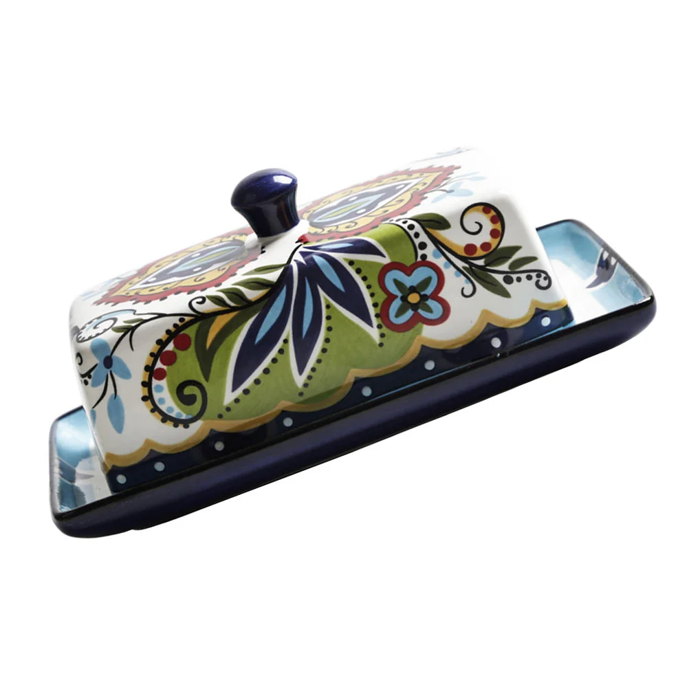 

1pc Ceramic Dish Food Service Plate Butter Dish Cheese Box Design Food Dish