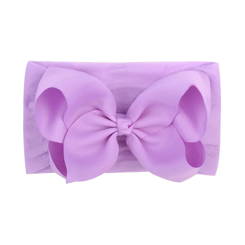 Нейлоновая Эластичная головная повязка для новорожденных с бантом из ленты на