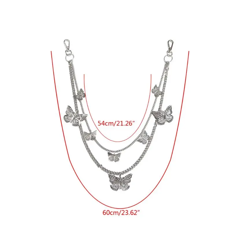 

Punk Streetwear Butterfly Biker Jeans Link Pants Keychain Chunky Wasit Belt Chain Wallet Chain Fashion Jewelry Unisex