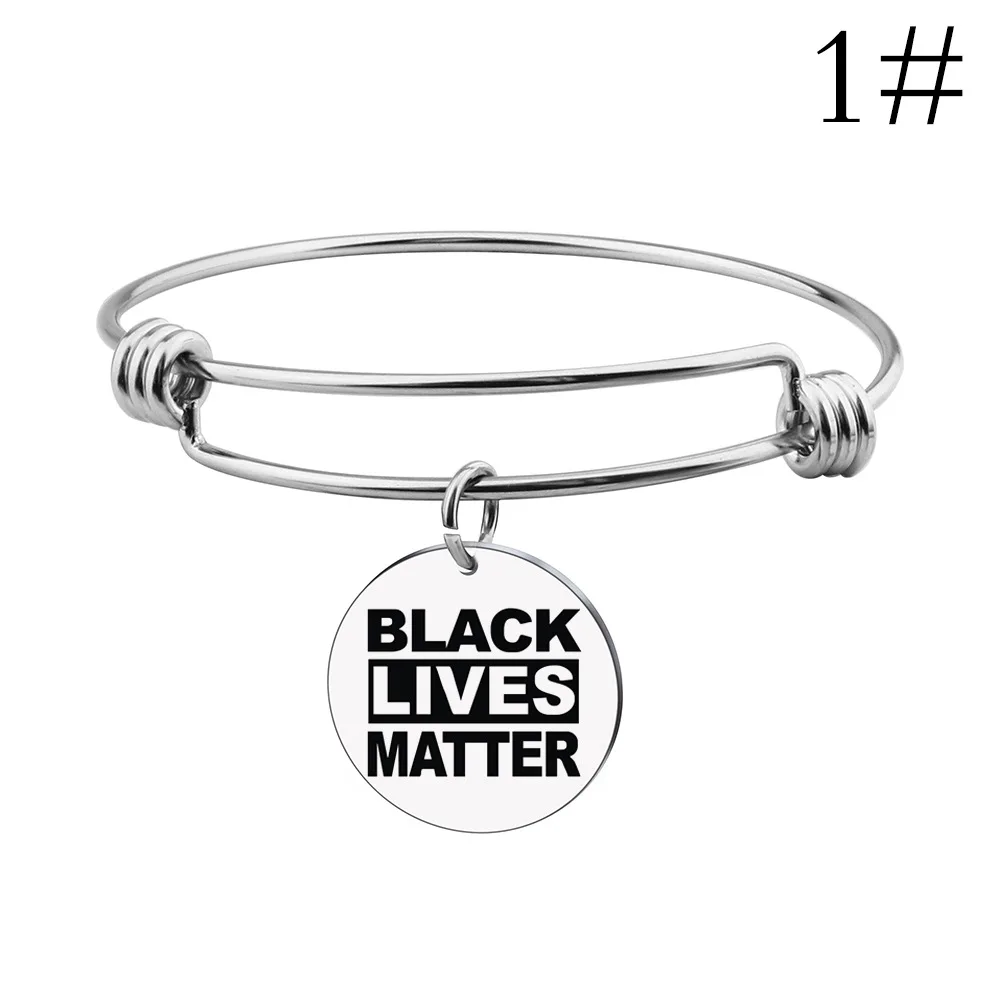 

I Can't Breathe Black Lives Matter Adjustable Stainless Steel Bangle Bracelet Black DONATION ENCOURAGED