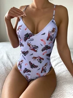 sexy one piece swimsuit women swimwear monokini padded biquini deep v neck animal print backless beachwear bathing swimming suit