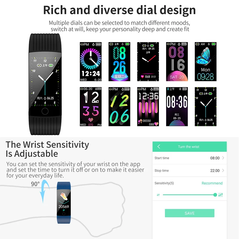 

BINSSAW Men's Sports Bracelets Smart Wrist Watches Heart Rate Monitor Waterproof Wristband Women Fitness Tracker Smartwatch+BOX