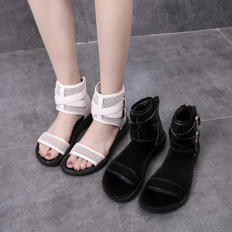 

Peep Toe High Top Women's Sandals 2021 Summer Fashion Buckle Strap Mesh Hollow Soft Bottom Wedge Ladies Causal Outdoor Shoes