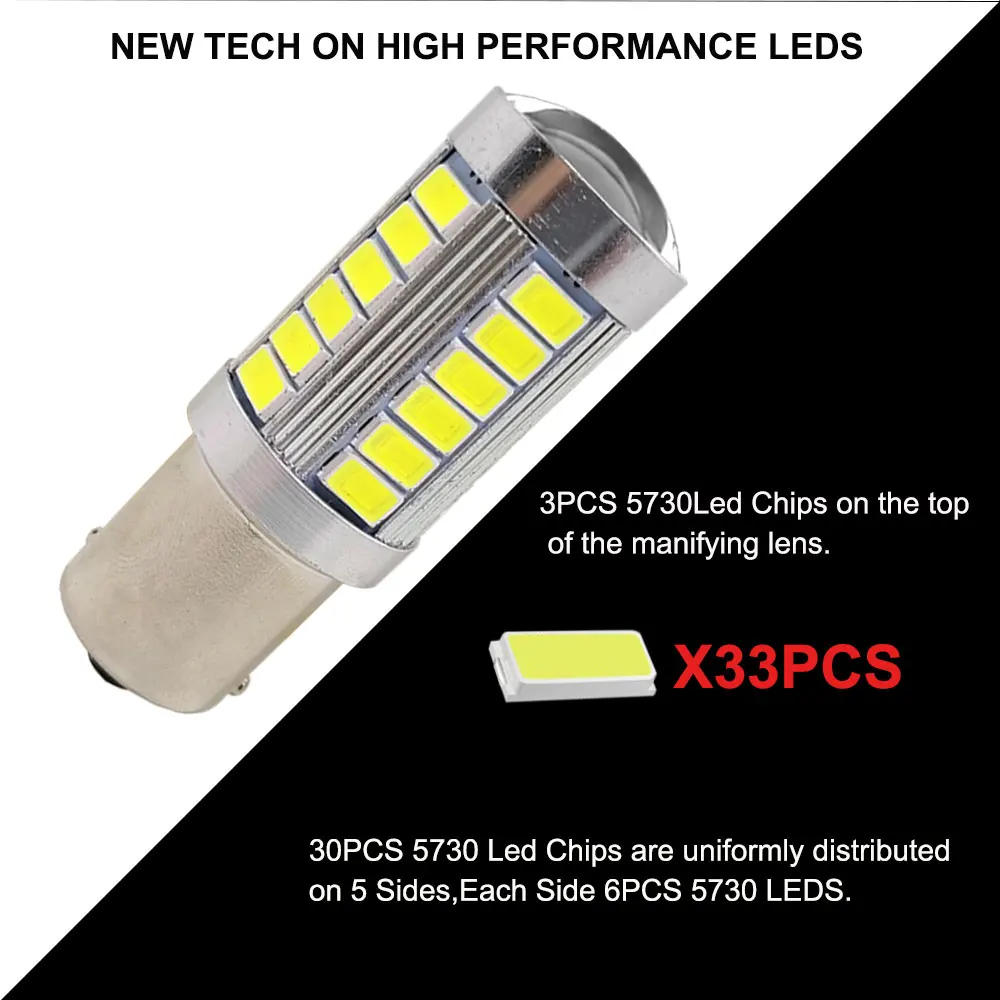 10 шт. T25 3157 светодиодный T20 7443 33 SMD 5730 светодиод резервный свет для автомобиля 1156 BA15S
