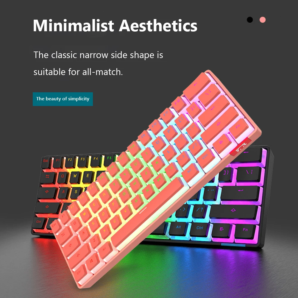 

STK61 PBT Blue Switch Bluetooth-compatible Mechanical Keyboard 61 Keys Wireless Wired Gaming Keyboard Computer Peripherals