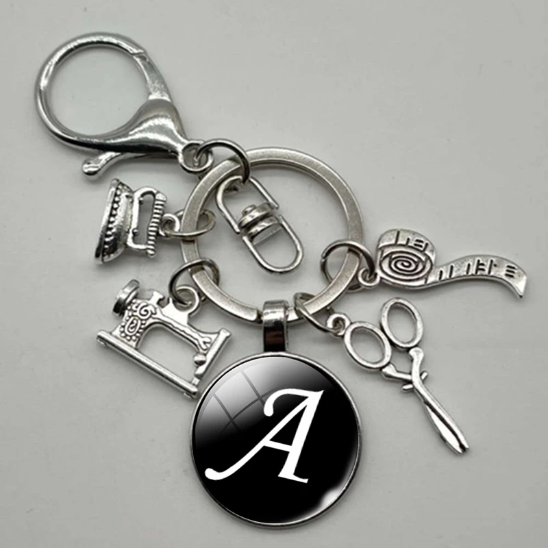 Металлическая швейная машинка ножницы линейка портновский брелок машина