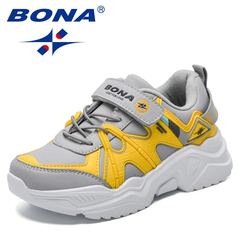 

BONA 2021 New Designers Breathable Sport Sneakers Boys Non-slip Outdoor Jogging Footwear Girls Walking Trainning Shoes Children