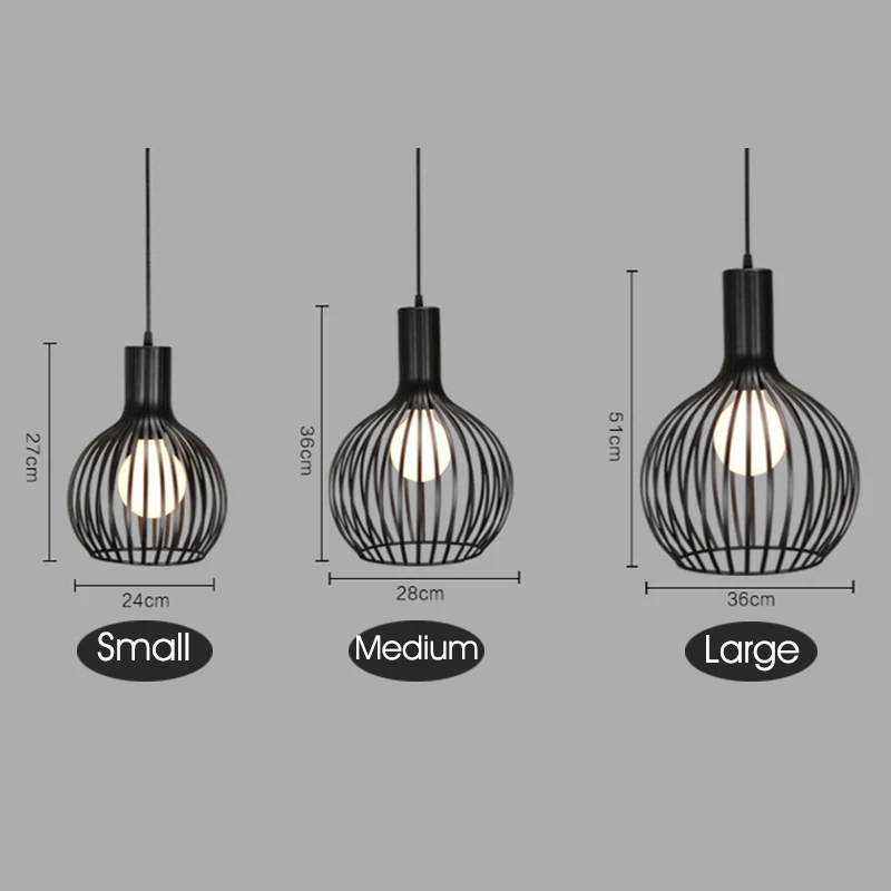 

LED Pendant Lights Modern Iron Hanging Lamp Single Head Decoration Lighting Fixtures For Restaurant Kitchen Light E27 220V