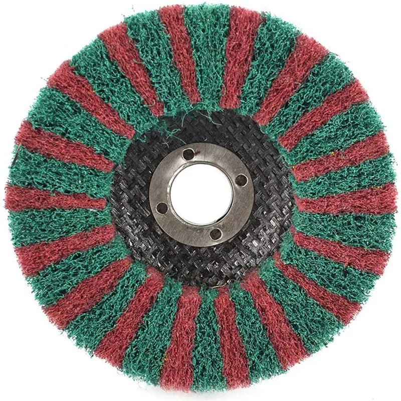 

5Pcs 4inch x 5/8inch Nylon Fiber Buffing Wheel Kit Scouring Pad Flap Polishing Disc