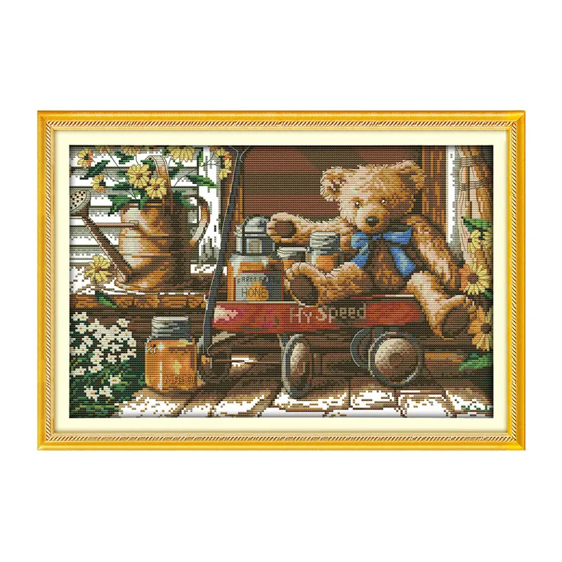 Набор для вышивки крестом Honey Bear 14CT 11CT с белым рисунком на холсте домашнего