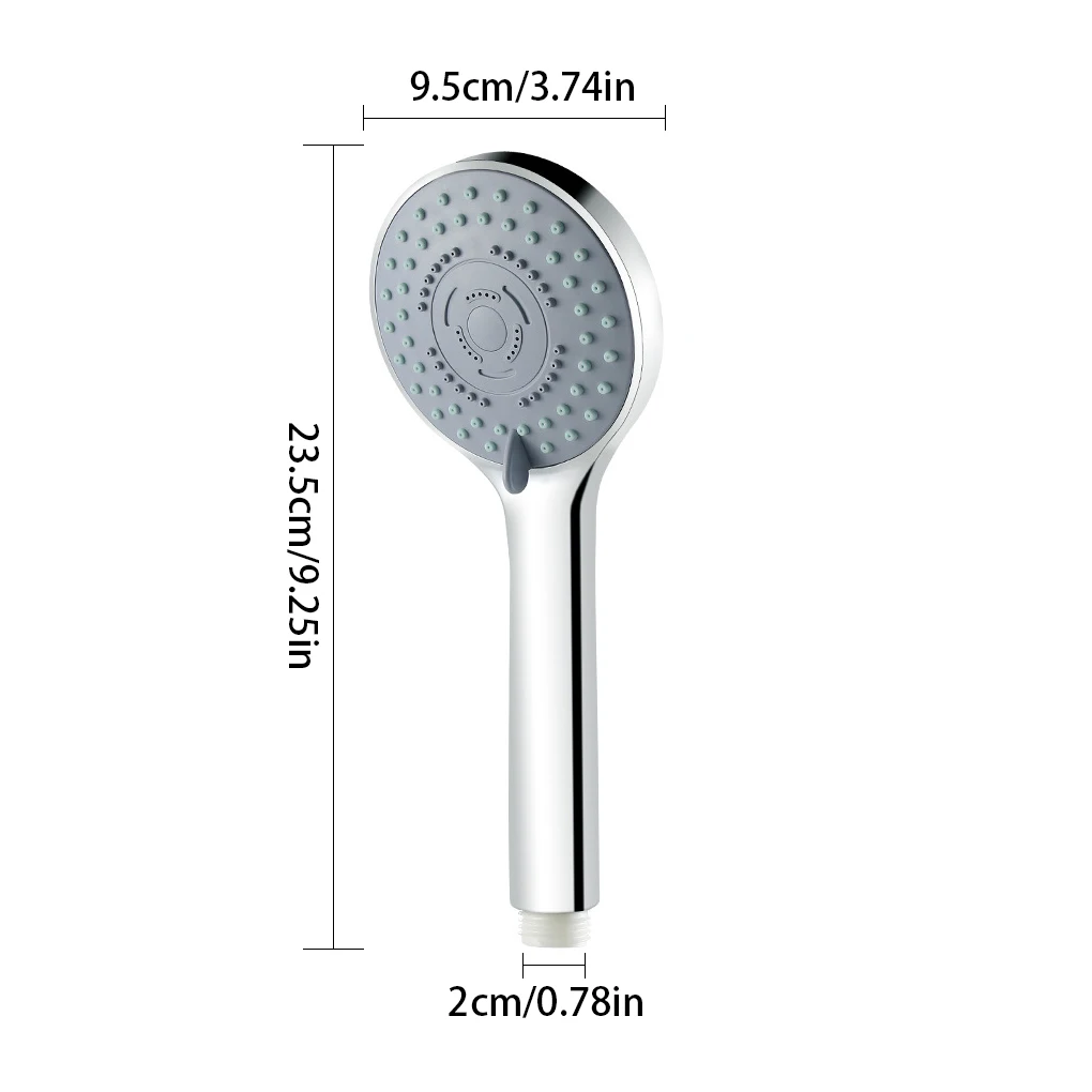

Shower Head Chrome Finish Surface 5 Mode Setting Rainfall Hand Spray Pressurize Water Saving Bath Sprayer