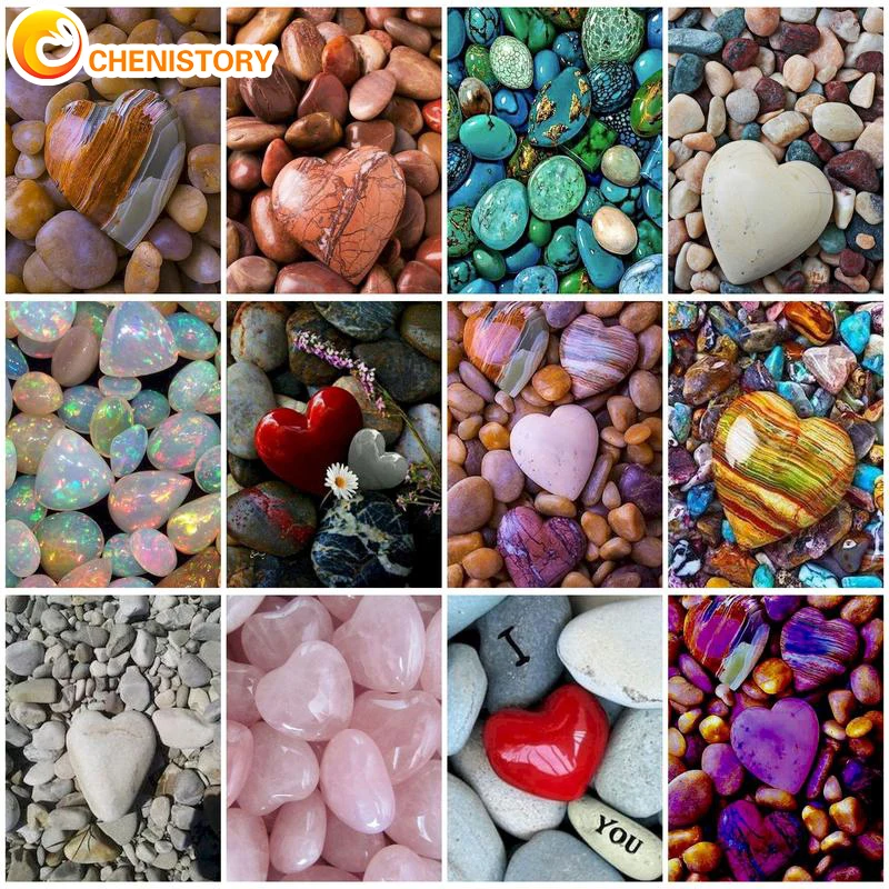 

CHENISTORY Oil Painting Canvas For Adults Kits Pictures Acrylic Paints Coloring By Number Drawing Diy Colorful Stones Home Decor