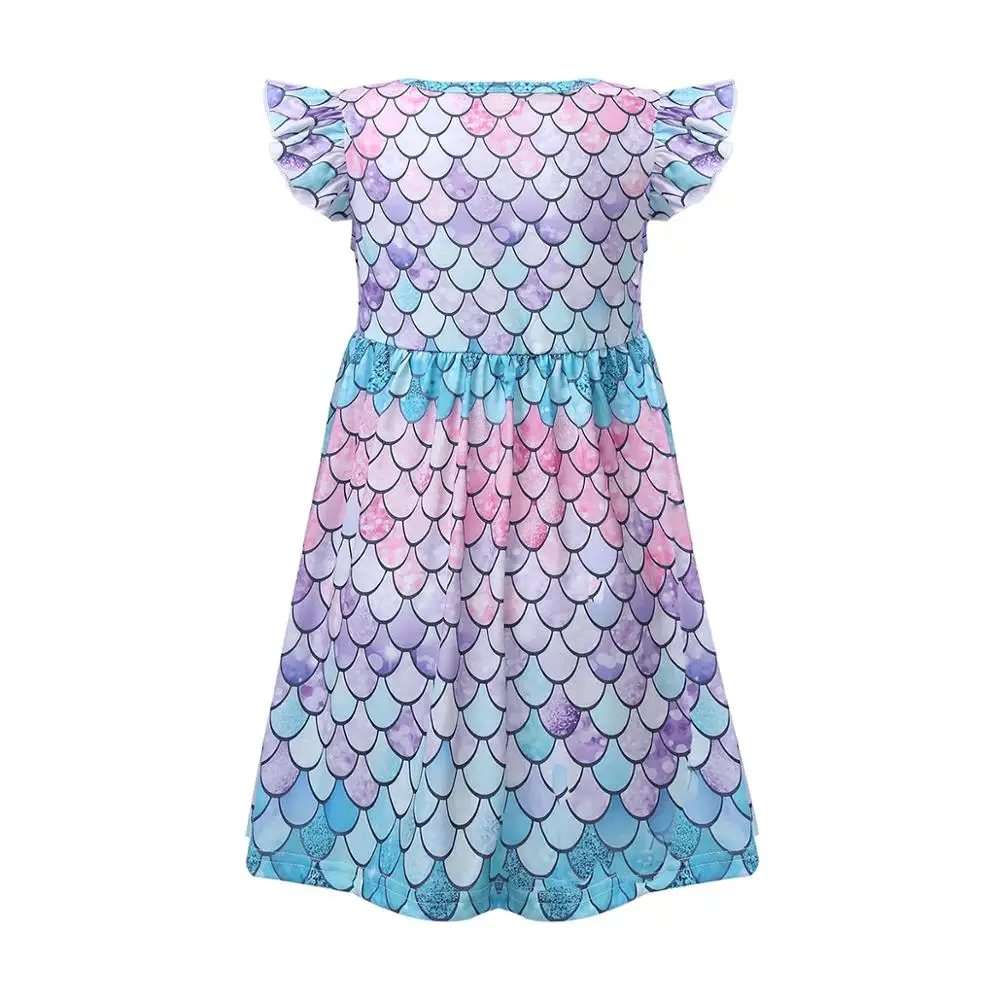 Детское летнее платье принцессы для девочек Платье русалки с короткими пышными