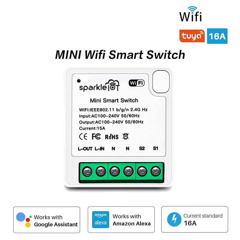 

Tuya Wifi Smart Light Switch, Smart Home Automation DIY Module Breaker Support 2 Way Control, Works With Alexa Google Home
