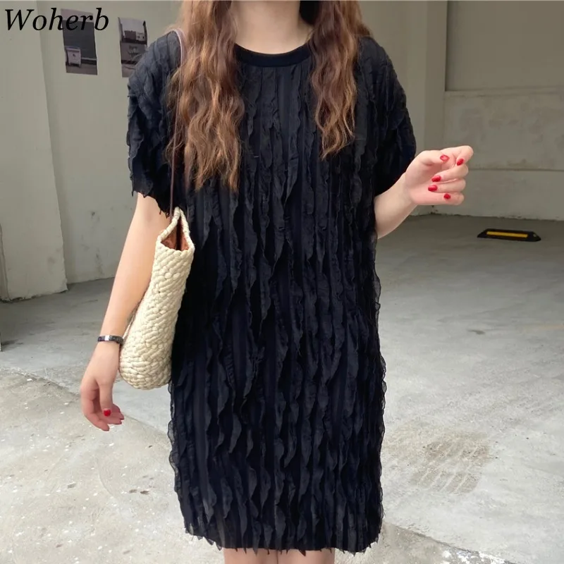 Женские платья Woherb в Корейском стиле летнее шикарное белое платье с круглым