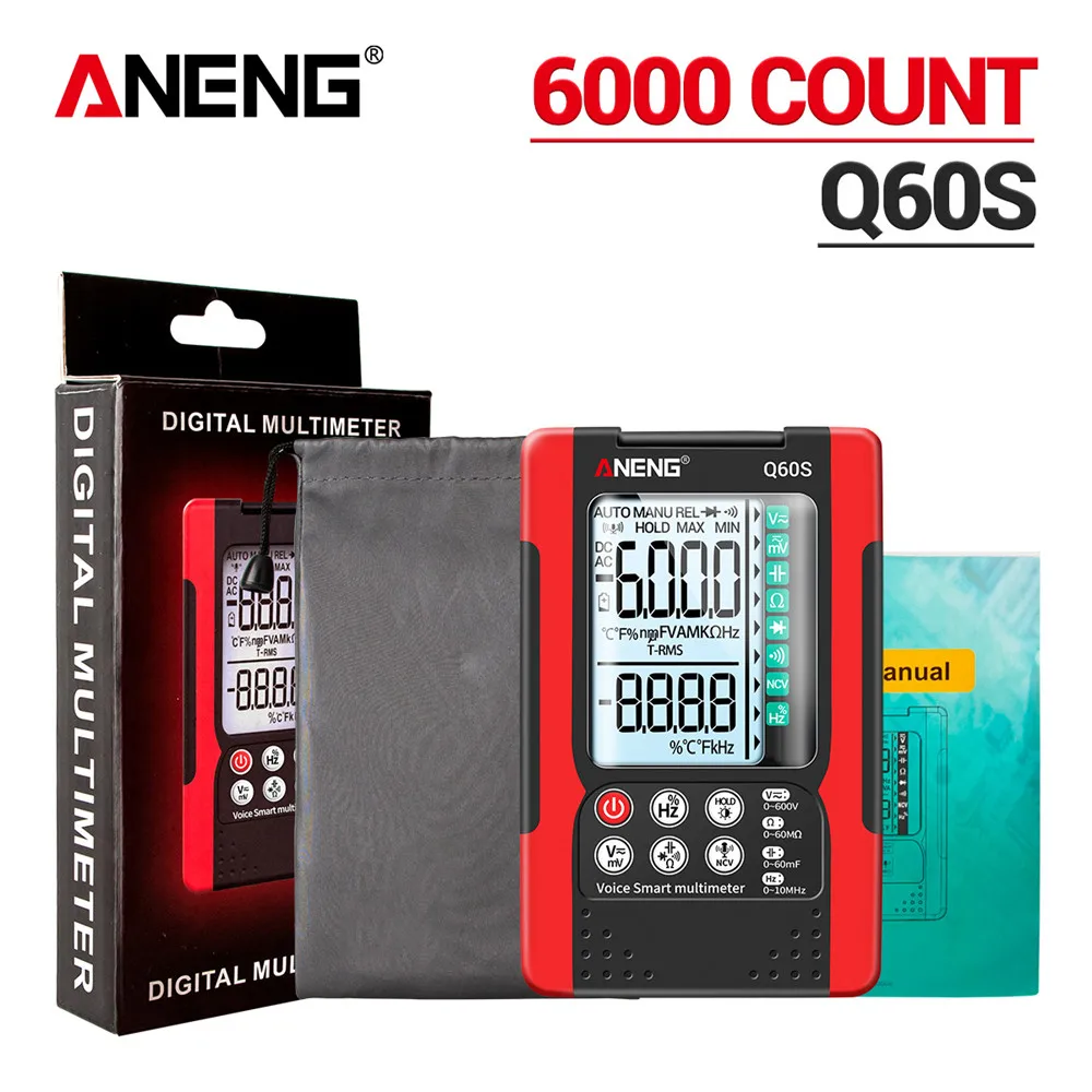 ANENG Professional Digital Smart Multimeter Current Meter Electricity Voice Control Auto Range 6000 Counts Multifunction Tester