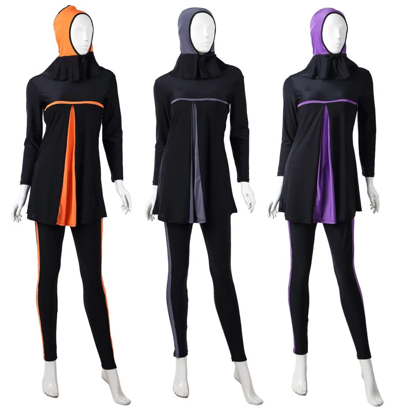 

2019 Classic Women Islamic Swimwear Solid Muslim Swimsuit Woman Long Sleeves Female Burkinis Swim Wear Musluman Suits