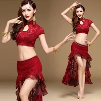 women belly dance costume dress top long skirt chain lace dancewear new 904 705