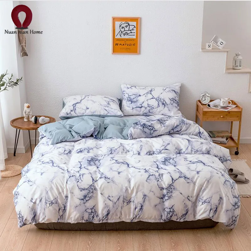 AS picture Горячая постельные принадлежности мраморный узор веганское одеяло постельное белье три или четыре комплекта оптом и в розницу - Цвет: AS picture