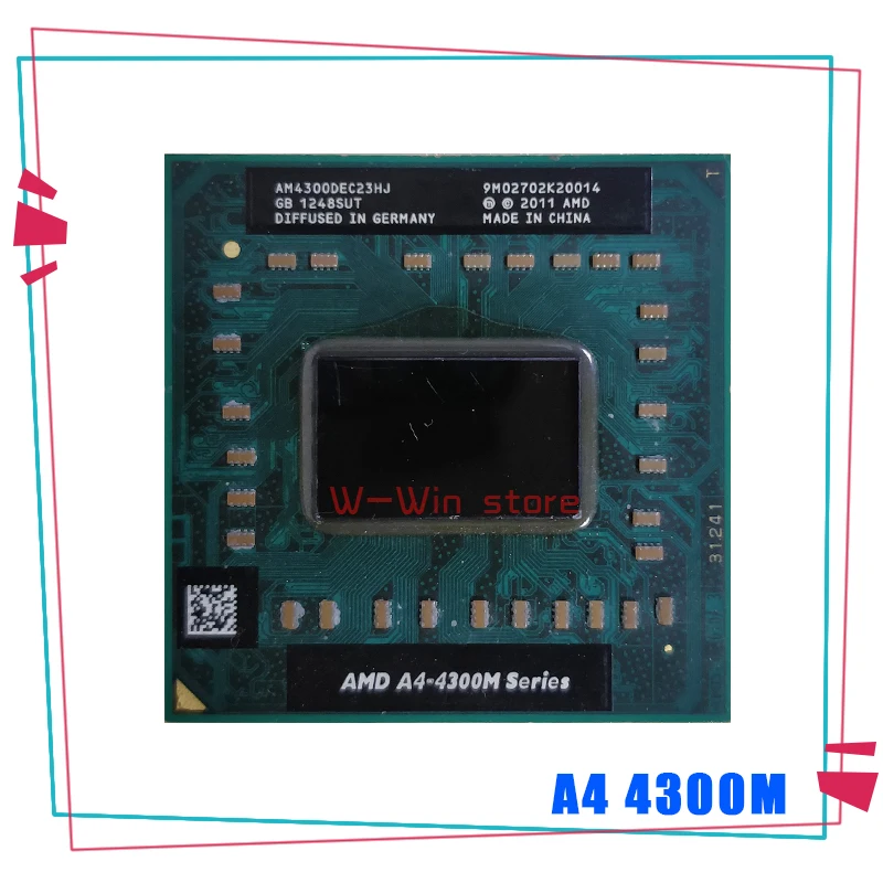AMD A4-Series A4 4300M 2 5 ГГц двухъядерный двухпотоковый ЦПУ процессор AM4300DEC23HJ разъем FS1 |