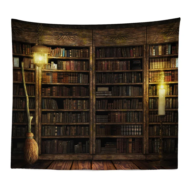 

Vintage Bookshelf Hanging Cloth Living Room Bedroom Tapestry Decorative Painting Fashion Personality Home Decoration Accessories