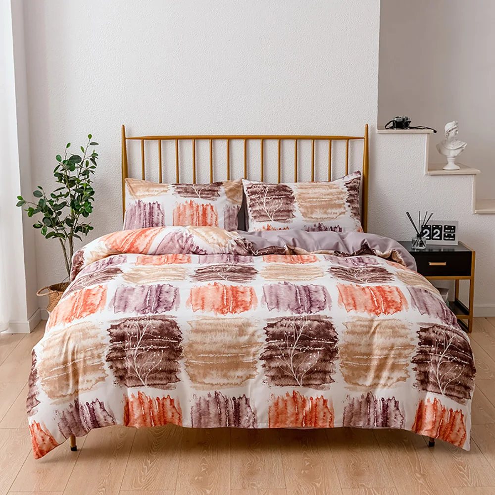 

Lychee Ink Graffiti Printed Bedding Set Modern Polyester Duvet Cover Set 2-3pcs Home Textile Family Bed Sets