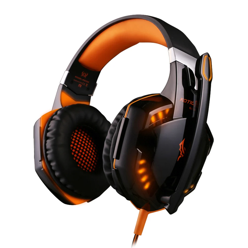 G2000 Orange G2000 компьютерные стерео лучшие наушники с глубокими басами, игровые наушники, гарнитура с микрофоном, светодиодный светильник для PC Gamer - Цвет: G2000 Orange