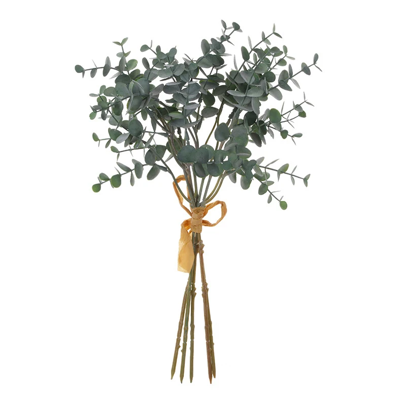 

5pcs Green Retro Artificial Leaves Branch Silks Eucalyptus Leaf for Home Wedding Plants Faux Fabric Room Decor HVR88