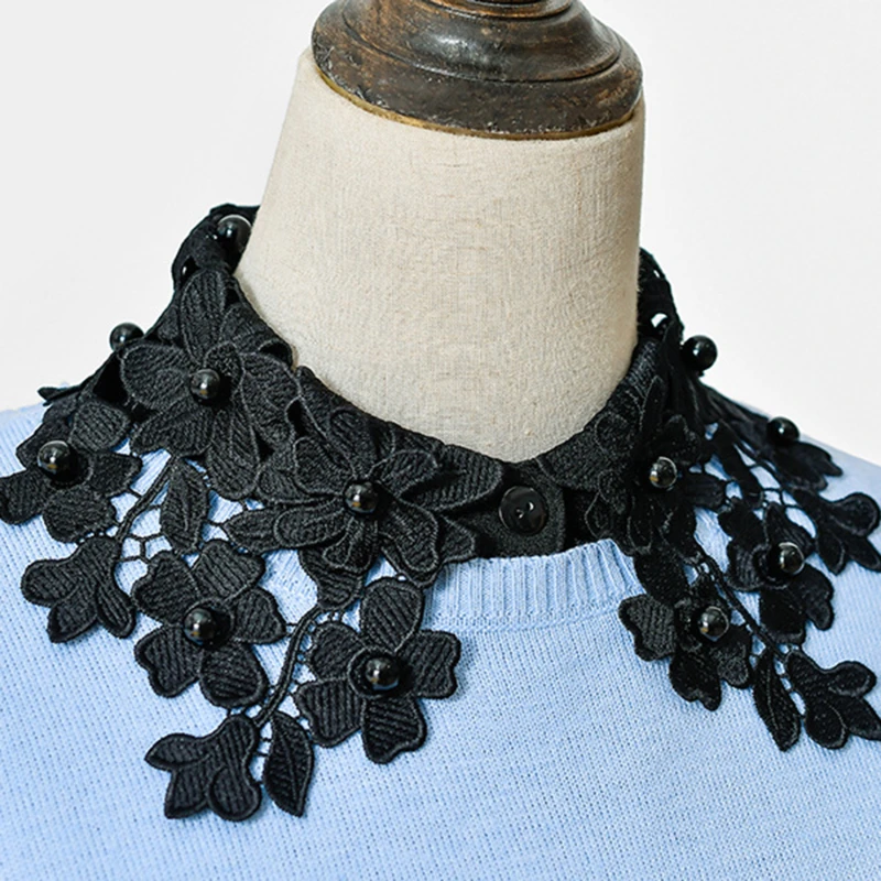 Модное кружевное платье поддельные меховой воротник в стиле Питер Пэн съемная