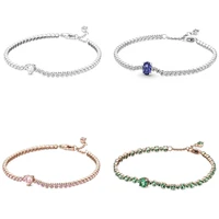 authentic 925 sterling silver bracelet sparkling heart pave tennis bracelet fit women bead charm diy fashion jewelry