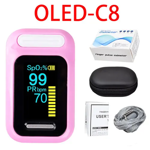 OLED Pink with case ELERA пальцевой Пульсоксиметр оксиметр de dedo портативный кислород в крови Saturometro SPO2 PR Пульсоксиметр оксиметр - Цвет: OLED Pink with case