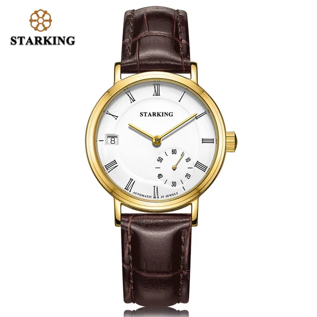 AL0198KL91 Механические Женские часы STARKING с сапфировым стеклом, водонепроницаемые, 5 АТМ, автоматические, с автоматической датой, из натуральной кожи - Цвет: AL0198KL91